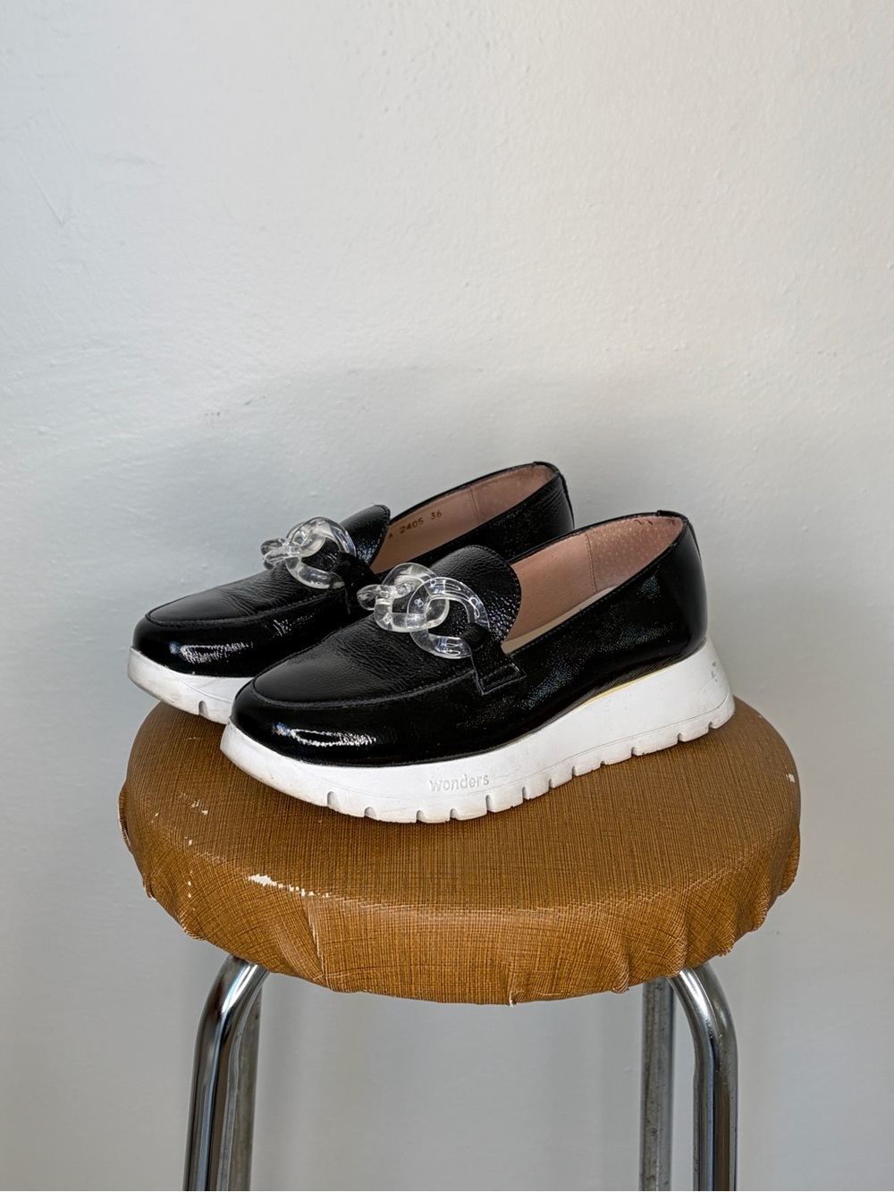 Wonders A-2405 Patent Leather Platform Loafer Alt-Preppy